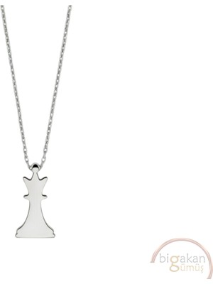 Bigakan Vezir Santranç Taşsız Model 925 Ayar Gümüş Kadın Kolye