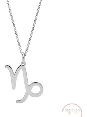 Bigakan Oğlak Burcu Astroloji Capricorn Taşsız Model 925 Ayar Gümüş Kadın Kolye