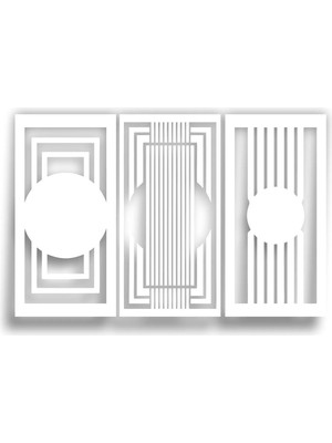 As Tasarım Lazer Bohem Serisi 3'lü Ahşap Duvar Dekoru Seti Beyaz Renk