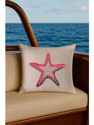 Aryada Denizyıldızı Desenli Kırlent Kılıfı Punch Nakışlı