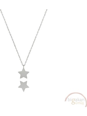 Bigakan Yıldız Sade Minimal Taşsız Model 925 Ayar Gümüş Kadın Kolye