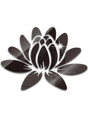 As Tasarım Lazer ÇİÇEK004 Model Duvar Dekorasyon Süs Siyah Renk 50 x 50 cm 17 Parça