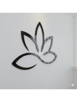 As Tasarım Lazer ÇİÇEK006 Model Duvar Dekorasyon Süs Siyah Renk 25 x 25 cm 4 Adet