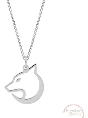 Bigakan Hilal Kurt Birleşik Türk Sembolü Taşsız Model 925 Ayar Gümüş Kadın Kolye