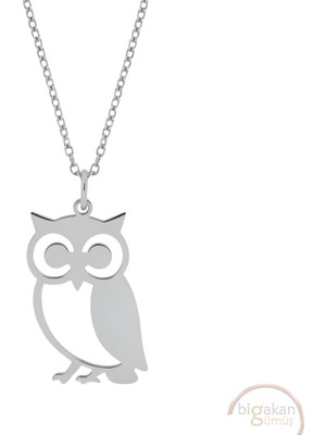 Bigakan Baykuş Sessiz Taşsız Model 925 Ayar Gümüş Kadın Kolye