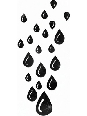 As Tasarım Lazer As Tasarım Su Damlası Model Duvar Süs Dekorasyon Tablo 16 Adet Siyah Renk