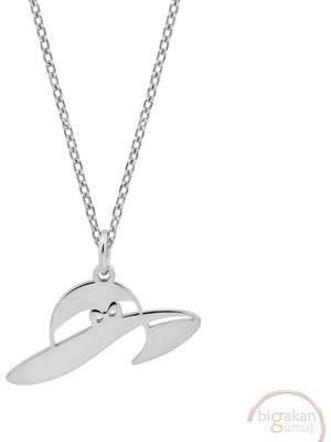 Bigakan Şapka Kadın Şapkası Taşsız Model 925 Ayar Gümüş Kadın Kolye