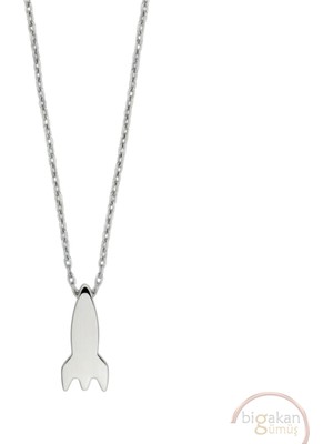 Bigakan Uzay Roketi Tasarımı Taşsız Model 925 Ayar Gümüş Kadın Kolye