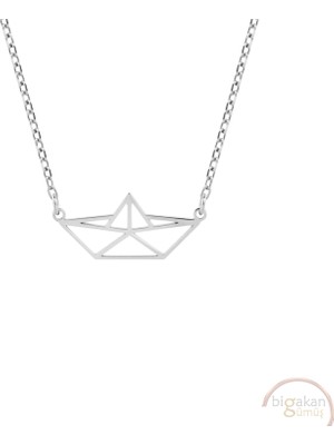 Bigakan Origami Gemi Taşsız Model 925 Ayar Gümüş Kadın Kolye