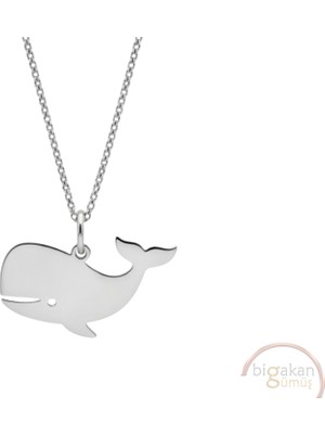 Bigakan Balina Taşsız Model 925 Ayar Gümüş Kadın Kolye