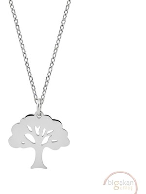 Bigakan Ağaç Taşsız Model 925 Ayar Gümüş Kadın Kolye