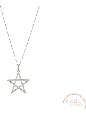 Bigakan Yıldız Sembolü Taşsız Model 925 Ayar Gümüş Kadın Kolye