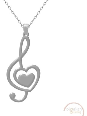 Bigakan Kalpli Nota Müzik Taşsız Model 925 Ayar Gümüş Kadın Kolye