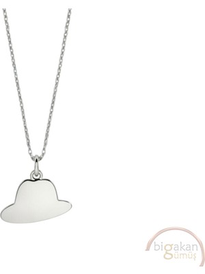Bigakan Şapka Taşsız Model 925 Ayar Gümüş Kadın Kolye