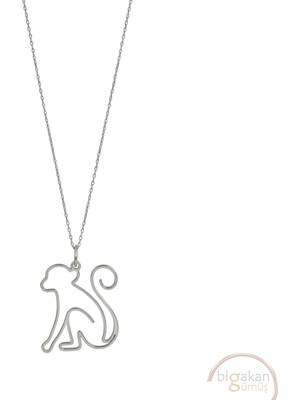 Bigakan Maymun Punch Bebek Maymun Taşsız Model 925 Ayar Gümüş Kadın Kolye