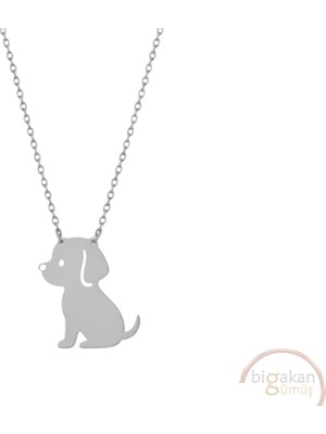 Bigakan Yavru Köpek Tatlı Taşsız Model 925 Ayar Gümüş Kadın Kolye