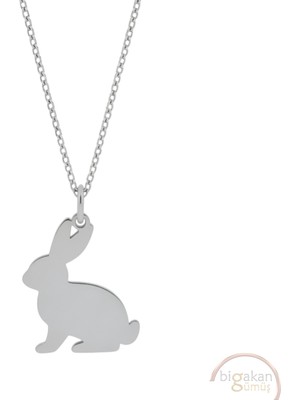 Bigakan Tavşan Figürü Taşsız Model 925 Ayar Gümüş Kadın Kolye