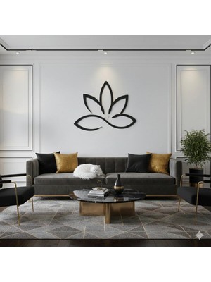 As Tasarım Lazer ÇİÇEK005 Model Duvar Dekorasyon Süs Siyah Renk 50 x 50 cm Tek Parça