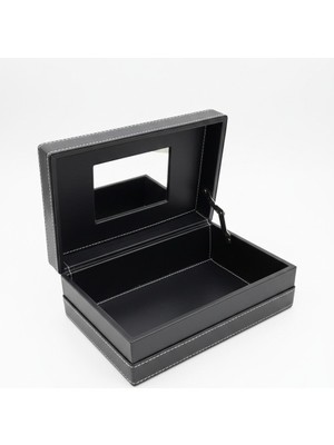 Ceyyiz Deri Kaplama Konik Aynalı Traş Malzeme Kutu