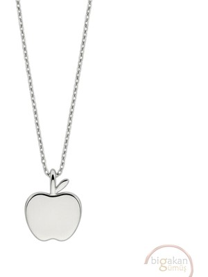 Bigakan Elma Taşsız Model 925 Ayar Gümüş Kadın Kolye
