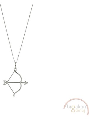 Bigakan Ok Yay Taşsız Model 925 Ayar Gümüş Kadın Kolye