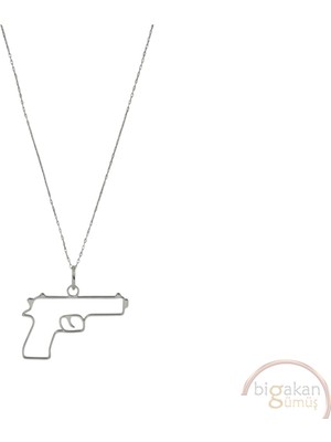 Bigakan Silah Kurusıkı Tasarımı Taşsız Model 925 Ayar Gümüş Kadın Kolye
