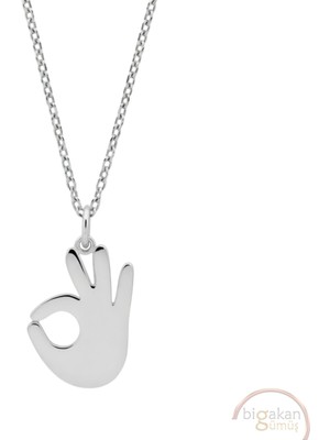 Bigakan Ok El Işareti Taşsız Model 925 Ayar Gümüş Kadın Kolye