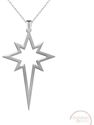 Bigakan Kutup Yıldızı Taşsız Model 925 Ayar Gümüş Kadın Kolye