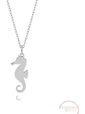 Bigakan Deniz Atı Taşsız Model 925 Ayar Gümüş Kadın Kolye
