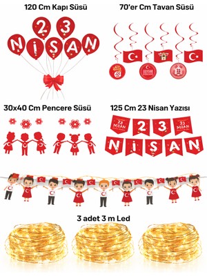 Okavango 23 Nisan Dekoratif Süsü Flama Okul, 23 Nisan Sarkıt, Kapı Süsü, Pano Süsleri “3 Metre Led”