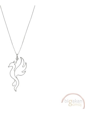 Bigakan Anka Kuşu Taşsız Model 925 Ayar Gümüş Kadın Kolye