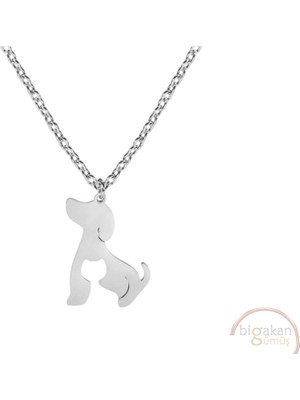 Bigakan Köpek Kedi Hayvan Sembölü Taşsız Model 925 Ayar Gümüş Kadın Kolye