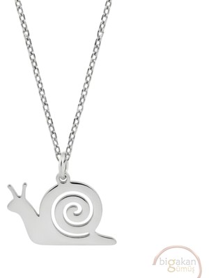 Bigakan Salyangoz Kabuklu Taşsız Model 925 Ayar Gümüş Kadın Kolye