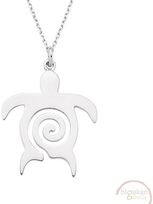 Bigakan Kaplumbağa Taşsız Model 925 Ayar Gümüş Kadın Kolye