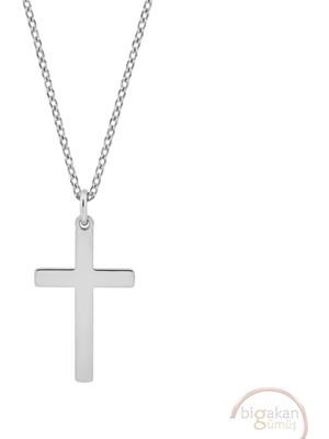 Bigakan Haç Sembölü Taşsız Model 925 Ayar Gümüş Kadın Kolye