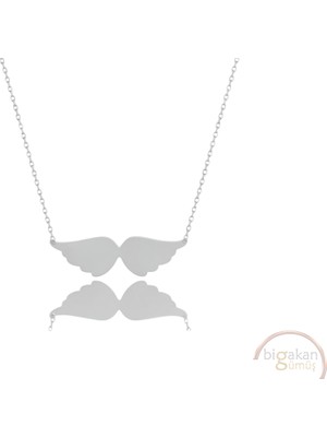 Bigakan Melek Kanadı Taşsız Model 925 Ayar Gümüş Kadın Kolye