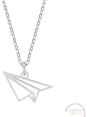 Bigakan Uçak Origami Taşsız Model 925 Ayar Gümüş Kadın Kolye