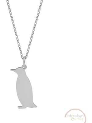 Bigakan Penguen Asil Taşsız Model 925 Ayar Gümüş Kadın Kolye
