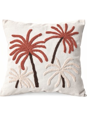 Aryada Palmiye Desenli Kırlent Kılıfı Punch Nakışlı