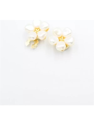 Royaleks Incili Düğme Broşu - Altın