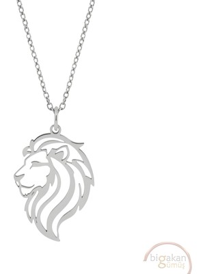 Bigakan Kral Aslan Taşsız Model 925 Ayar Gümüş Kadın Kolye