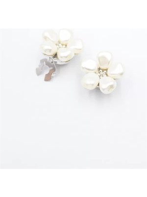 Royaleks Incili Düğme Broşu - Gümüş