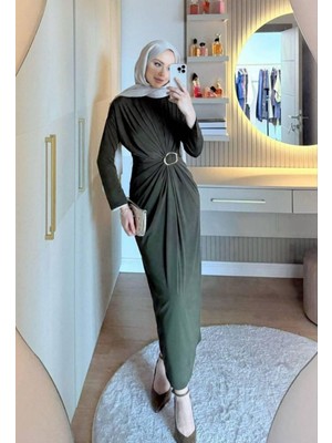 Lifera Tokalı Sandy Tesettür Elbise