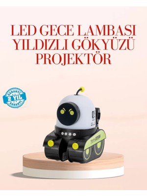Robot Tasarımlı Bluetooth Hoparlörlü Yıldızlı Gökyüzü Projektör Midastech