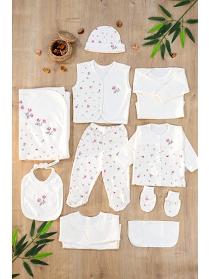 Sitilin Kız Bebebek Yenidoğan Kanaviçeli  10 Lu  % 100 Pamuk Işlemeli Lüks Hastane Çıkışı Zıbın Seti STL7174