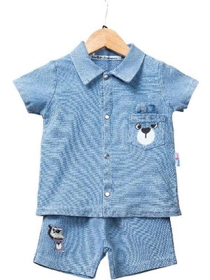 Baby Buu Efemkids 6/24AY Erkek Bebek Takım Ayı Baskılı Yenidoğan Bebek Takım