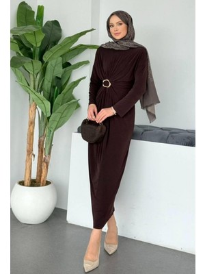 Lifera Tokalı Sandy Tesettür Elbise