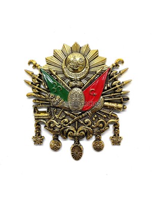 LG-NKT506 - Osmanlı Devlet Arması Kabartma Logo Vidalı Büyük 12X11CM Gold Midastech