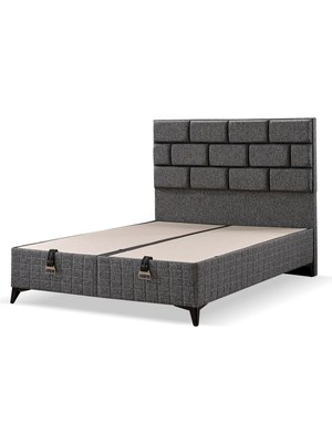 Mona Yatak Diamond Tek Kişilik Baza Başlık Seti – Gri Keten Kumaş, Konforlu ve Uzun Ömürlü