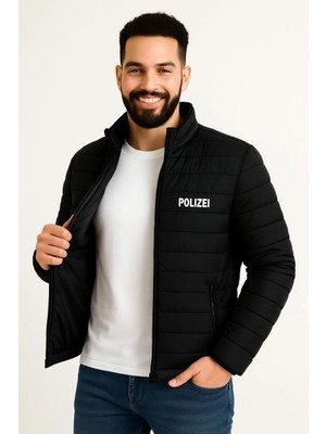 Pileli Store Erkek Mikro Su Itici Kapitone Baskılı Astarlı Fermuarlı Bomber Mont - Siyah